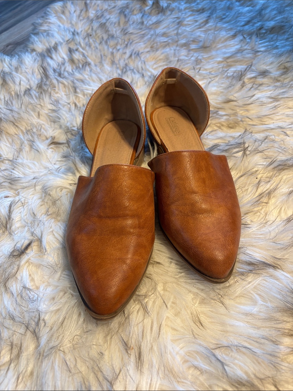Catherine Malandrino Cognac FauxLeather Pointed Flats